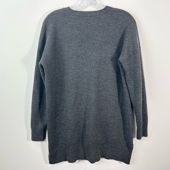 J.Crew Merino Wool Double Knit Long Cardigan Sweater in Charcoal Grey sz  Medium - Picture 4 of 5